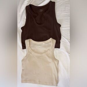 Pacsun Brown and Cream Tank Tops